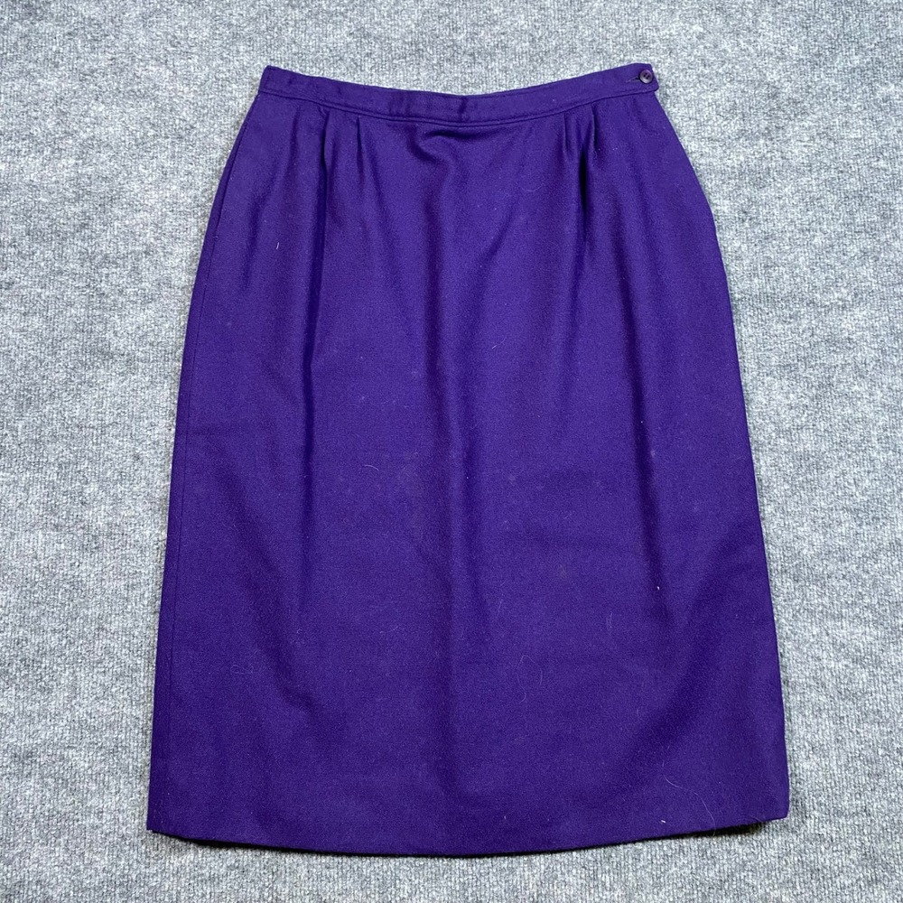 Pendleton Vintage Purple Virgin Wool Pencil‎ Skirt Midi High Waist Size 14 USA